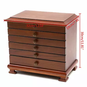 6 Layer Wooden Jewelry Storage Box Organizer Large Capacity Watch Display Box - Picture 1 of 76