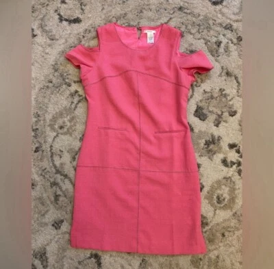 Esley Vestido Rosa Neón Hombro Frío con Bolsillos Cosidos Azul Talla Pequeña Foto 1 de 4