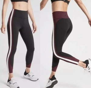 Athleta Crunch Colorblock 7/8 Tight in SuperSonic Size XXS Black Burgundy - Picture 1 of 10