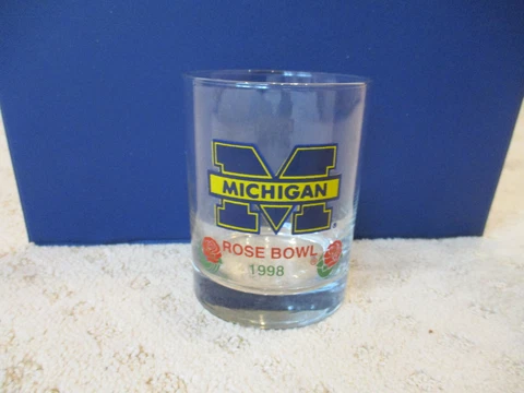 Vintage 1998 University of Michigan Rose Bowl Souvenir Rocks  Glass  * Cover
