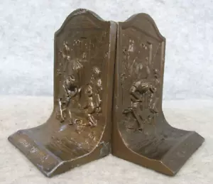 Vintage Cast Metal Bronze Finish Book Shelf Bookends - The Village Blacksmith - Imagen 1 de 17
