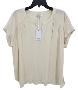 Rose and Olive Top Damen XL Elfenbein Kurzarm Schlitz Ausschnitt Halbtransparent Karriere   - Bild 1 von 11