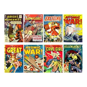 Classic Adventure Comic Book Covers, 2.5" x 3.75" , CUT & PEEL STICKER SHEET - Picture 1 of 1