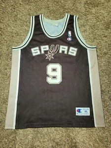 Vtg Tony PARKER NBA SAN ANTONIO SPURS NBA European JERSEY CHAMPION Black XL 48 - Picture 1 of 14