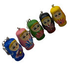  5 Pcs Russian Dolls Pendant Nesting Figurines Key Ring Chain