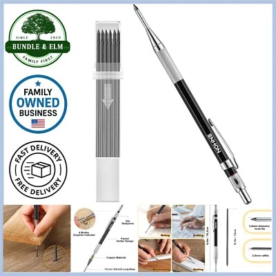 Juego de lápices mecánicos de carpintero de 2 mm con sacapuntas y 12 herramientas de marcado de recarga Foto 1 de 4