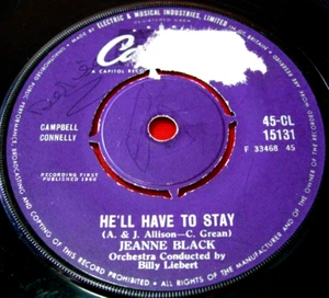 Jeanne Black He'll Have To Stay 7" UK ORIG 1960 Capitol Under Your Spell VINYL - Imagen 1 de 4