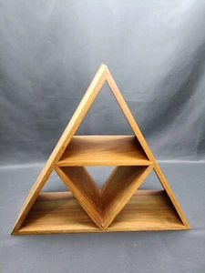 Crystals & Healing Stones Display Real Wood Triangle Free Standing Shelf Altar - Picture 1 of 18