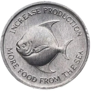 1971 SINGAPORE - 5 CENTS - F.A.O. / FAO - POMFRET FISH - MINT BU - Picture 1 of 3