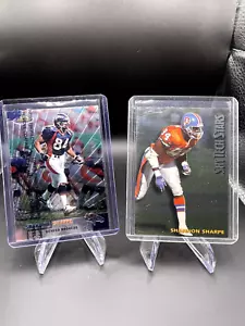 Shannon Sharpe Two Card Lot - 1994 Skybox, 1999 Topps Finest w/ protective film - Picture 1 of 6