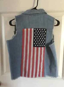 MADEWELL US Flag Denim Vest for Girl Size XL NWT - Picture 1 of 4