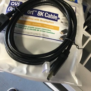 Gold Plated 6ft DisplayPort 1.4 UltraHD 8K Black Cable with Latches - Afbeelding 1 van 3