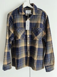 Wax London Whiting Overshirt Navy Gold Medium NEW With Tags - Picture 1 of 8