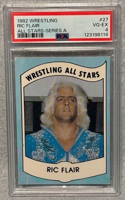 Tarjeta de novato 1982 Wrestling All Stars RIC FLAIR PSA 4 en muy buen estado-excelente radiocontrol vintage Foto 1 de 2