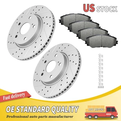 Rotores de freno delanteros perforados pastillas de freno de cerámica para Toyota Rav4 Prius V Scion xB Foto 1 de 4