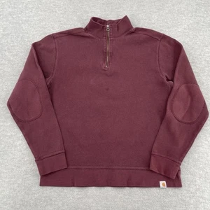 Carhartt Sweatshirt Adult Medium Burgundy Maroon 1/4 Zip Sweater Men - Picture 1 of 7