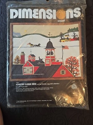 1980 Dimensions Crewel Country Sleigh Ride Charles Wysocki Vintage Sealed - Image 1 of 4