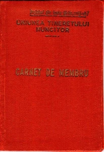 Tarjeta de miembro de la Unión Comunista Juvenil Rumania, 1955 - UTM, RPR (páginas faltantes) - Imagen 1 de 3