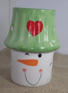 Candelabro votivo muñeco de nieve con sombra cerámica - Imagen 1 de 7