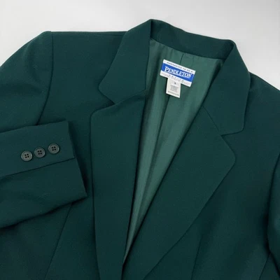 Jaqueta Blazer Feminina Pendleton Petite 100% Lã Virgem Tamanho 8 Verde Floresta - Imagem 1 de 4