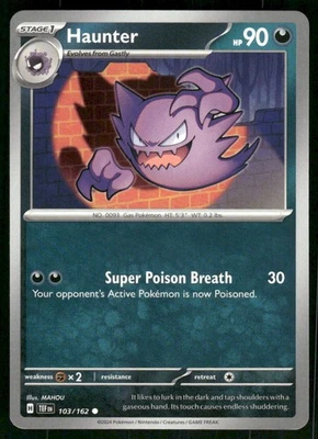 Haunter 103/162 Common Normal NM Pokemon SV05: Temporal Forces - Image 1 of 2