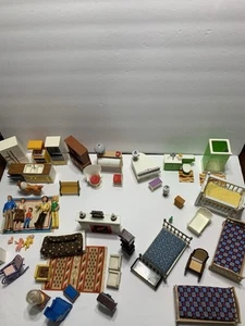 Vintage Tomy Fisher Price Assortment Doll House Furniture Action Figures Lot - Picture 1 of 22
