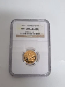 GOLD COIN: 1983 G. BRITAIN 1/2 SOVEREIGN PF 66 ULTRA CAMEO NGC CERTIFIED - Picture 1 of 4