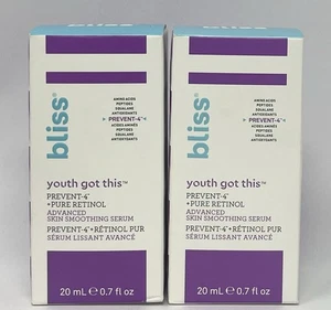( LOT OF 2 ) Bliss • Youth Got This  PREVENT + PURE RETINOL SERUM 20 mL / 0.7 oz - Picture 1 of 5