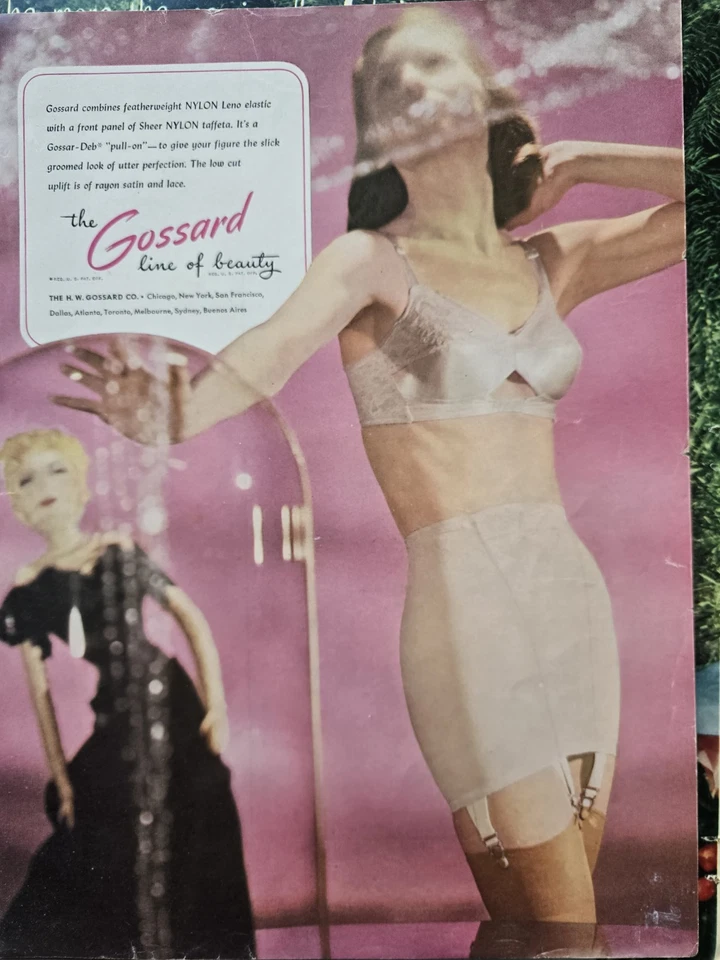 1947 Mujer Gossard Rosa Faja Ligas Nylon Leno Elástico Vintage Moda Anuncio  Foto 1 de 1