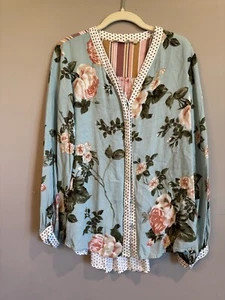 Soft Surroundings Floral Tiered Boho Flowy Blouse Medium Cottagecore - Picture 1 of 3