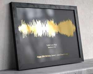 Personalised Foil Metallic Sound Wave Wall Art - BLACK - Picture 1 of 3
