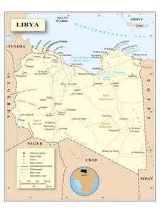 Libya Political Administrative Province Road Highway Rail City Country Map - Picture 1 of 1