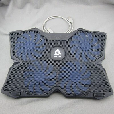 Almohadilla de enfriamiento para computadora portátil KLIM con luz LED azul probada funciona Foto 1 de 4