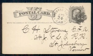 1881 R.P.O. ST. ALBANS & BOSTON en tarjeta de 1 ¢, con formulario RR inverso, en muy buen estado - Imagen 1 de 2