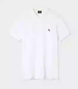 Camisa polo de calce ajustado Paul Smith blanca negra gris cebra logotipo algodón orgánico - Imagen 1 de 13