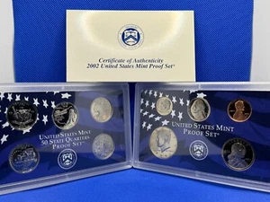 USA 2002 5 Coin Proof Set + 5 Coin State Quarters set with Original Case + COA - Picture 1 of 3