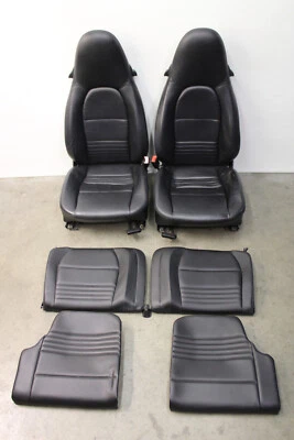 Porsche 911 Carrera cupé asientos de cuero negro genuino OEM 1999-2004 Foto 1 de 4