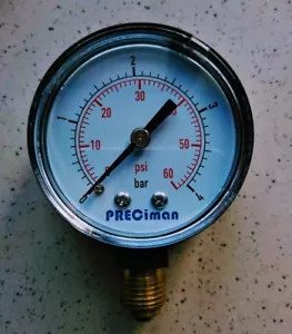Radialmanometer 0/4 bar 0/60 psi Marke Precimane - Bild 1 von 2