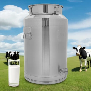 76L Food Grade Round Barrel 304 Stainless Steel Milk Bucket Juice Can Sealed - Picture 1 of 24