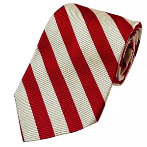 Corbata de seda para hombre Robert Talbott roja crema a rayas Smith & James - Imagen 1 de 8