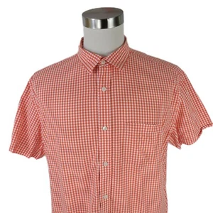 Banana Republic Mens Cotton Soft Wash SS Button Up Orange Plaid Dress Shirt XL - Picture 1 of 7
