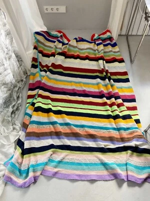 Decke Tagesdecke gestrickt bunt Hippiedecke Plaid Granny Style gestreift - Bild 1 von 4