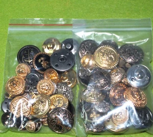 140g decorative shank buttons, metal 6-25mm, assorted themes inc nautical, stars - Picture 1 of 3