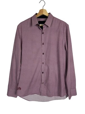 Camisa de vestir John Lennon inglesa con botones estampado borgoña Foto 1 de 4