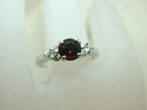 14K massiver Weißgold Granat & Diamant Ring 1,17ct t.w (GESCHÄFT GESCHLOSSEN) 11-KPST - Bild 1 von 6