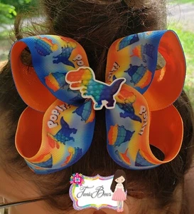 Pop It! Jumbo Twisted Boutique Hair Bow, you choose center, Dinosaur or Unicorn  - Picture 1 of 5