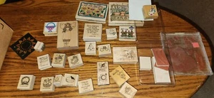 Lot of 32 Vintage Stampin Up Rubber Stamps Penny Black Ink - Picture 1 of 9