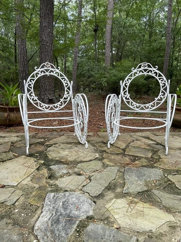 Incredible Late 19th Century Wrought Iron French Chairs - a Pair! Cover