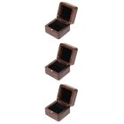 3 PCS Wooden Jewelry Box Man Square Ring Rustic Case Vintage