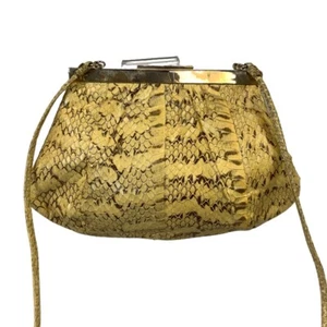 VINTAGE 80S 70S BEIEGE CREAM GOLD FAUX SNAKESKIN CROSSBODY BAG - Picture 1 of 5